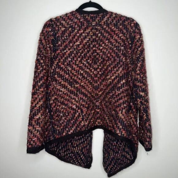 Moth Anthropologie Womens Jacquard Cardigan Wool Blend Open Front Size PL - Picture 4 of 6